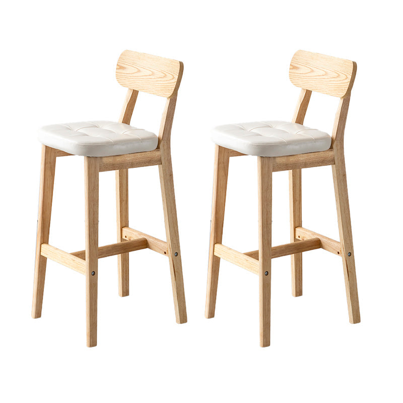 Modern Armless Backrest Counter Stool Oak Wood Cafe Bar Stool with Cushion and Pedal