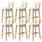 Modern Armless Backrest Counter Stool Oak Wood Cafe Bar Stool with Cushion and Pedal