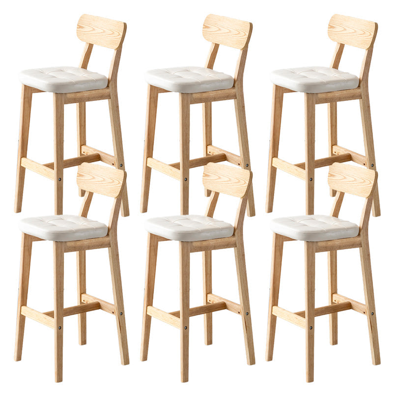 Modern Armless Backrest Counter Stool Oak Wood Cafe Bar Stool with Cushion and Pedal