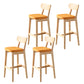 Modern Armless Backrest Counter Stool Oak Wood Cafe Bar Stool with Cushion and Pedal