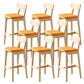 Modern Armless Backrest Counter Stool Oak Wood Cafe Bar Stool with Cushion and Pedal