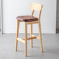 Modern Armless Backrest Counter Stool Oak Wood Cafe Bar Stool with Cushion and Pedal
