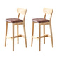 Modern Armless Backrest Counter Stool Oak Wood Cafe Bar Stool with Cushion and Pedal