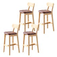 Modern Armless Backrest Counter Stool Oak Wood Cafe Bar Stool with Cushion and Pedal