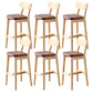Modern Armless Backrest Counter Stool Oak Wood Cafe Bar Stool with Cushion and Pedal