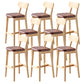 Modern Armless Backrest Counter Stool Oak Wood Cafe Bar Stool with Cushion and Pedal