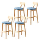 Modern Armless Backrest Counter Stool Oak Wood Cafe Bar Stool with Cushion and Pedal