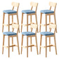 Modern Armless Backrest Counter Stool Oak Wood Cafe Bar Stool with Cushion and Pedal