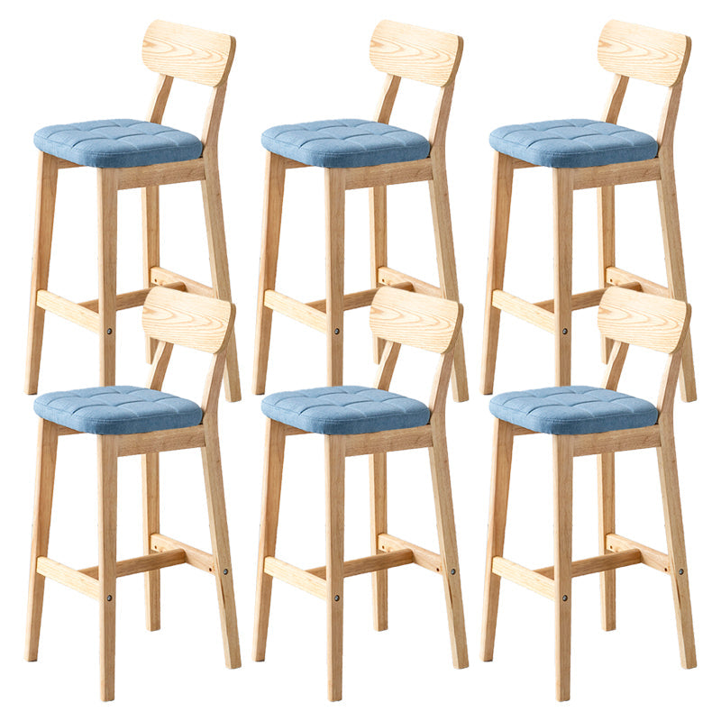 Modern Armless Backrest Counter Stool Oak Wood Cafe Bar Stool with Cushion and Pedal