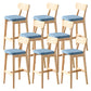 Modern Armless Backrest Counter Stool Oak Wood Cafe Bar Stool with Cushion and Pedal