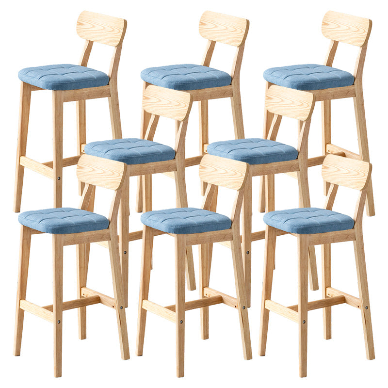 Modern Armless Backrest Counter Stool Oak Wood Cafe Bar Stool with Cushion and Pedal