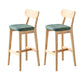 Modern Armless Backrest Counter Stool Oak Wood Cafe Bar Stool with Cushion and Pedal