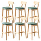 Modern Armless Backrest Counter Stool Oak Wood Cafe Bar Stool with Cushion and Pedal