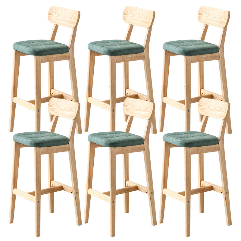 Modern Armless Backrest Counter Stool Oak Wood Cafe Bar Stool with Cushion and Pedal