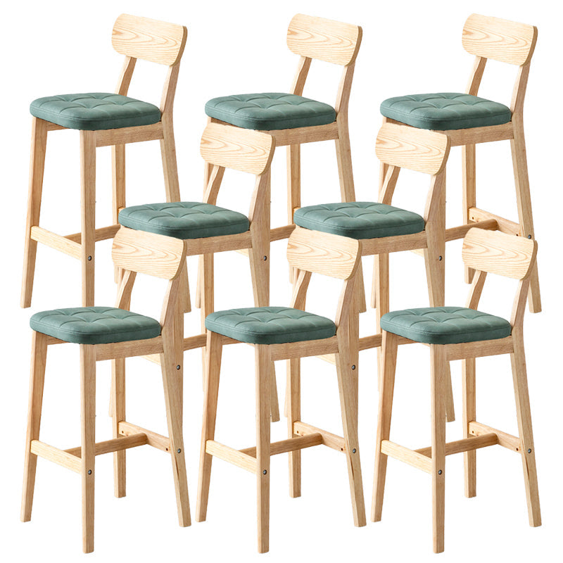 Modern Armless Backrest Counter Stool Oak Wood Cafe Bar Stool with Cushion and Pedal