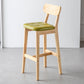 Modern Armless Backrest Counter Stool Oak Wood Cafe Bar Stool with Cushion and Pedal