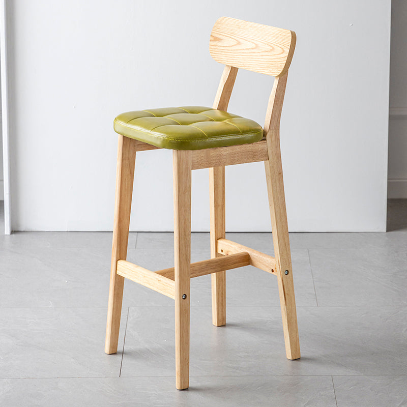 Modern Armless Backrest Counter Stool Oak Wood Cafe Bar Stool with Cushion and Pedal