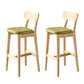 Modern Armless Backrest Counter Stool Oak Wood Cafe Bar Stool with Cushion and Pedal