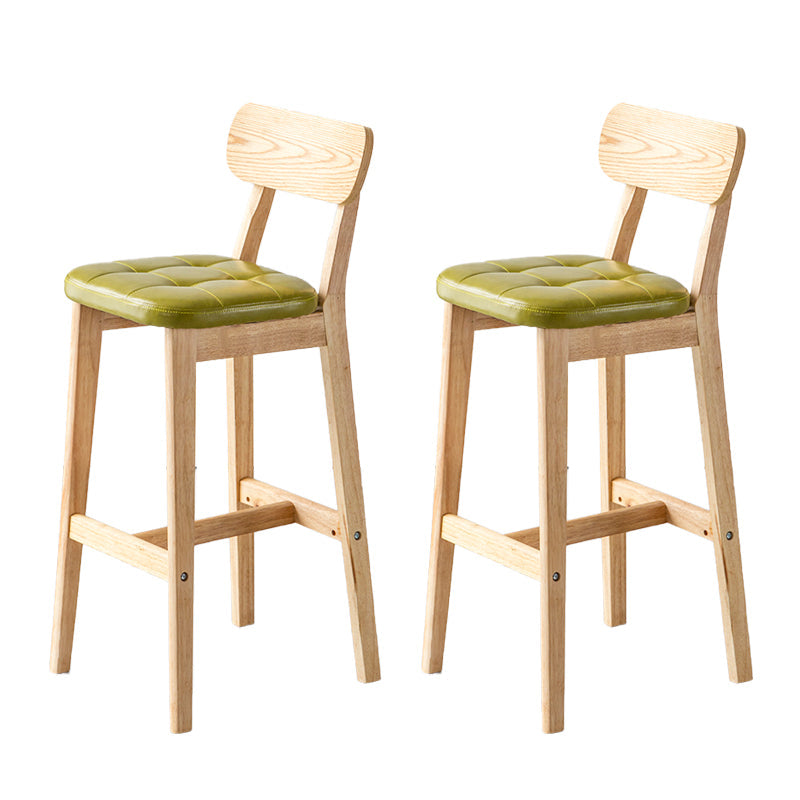 Modern Armless Backrest Counter Stool Oak Wood Cafe Bar Stool with Cushion and Pedal