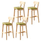 Modern Armless Backrest Counter Stool Oak Wood Cafe Bar Stool with Cushion and Pedal