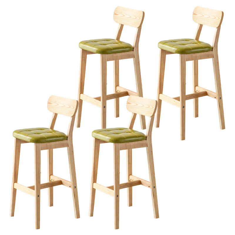 Modern Armless Backrest Counter Stool Oak Wood Cafe Bar Stool with Cushion and Pedal