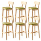 Modern Armless Backrest Counter Stool Oak Wood Cafe Bar Stool with Cushion and Pedal
