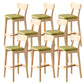Modern Armless Backrest Counter Stool Oak Wood Cafe Bar Stool with Cushion and Pedal