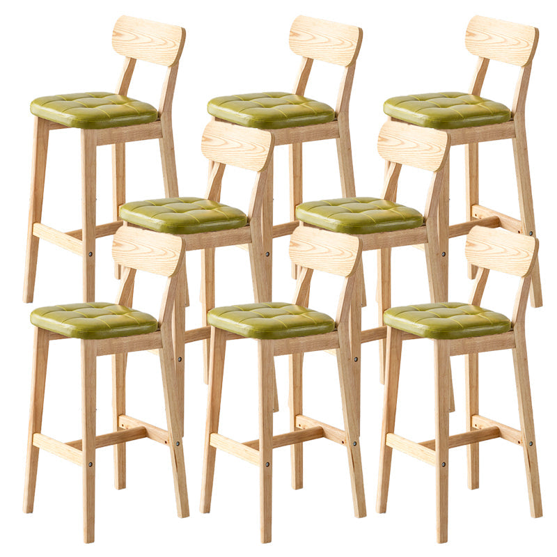 Modern Armless Backrest Counter Stool Oak Wood Cafe Bar Stool with Cushion and Pedal