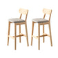 Modern Armless Backrest Counter Stool Oak Wood Cafe Bar Stool with Cushion and Pedal