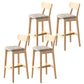 Modern Armless Backrest Counter Stool Oak Wood Cafe Bar Stool with Cushion and Pedal