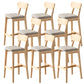 Modern Armless Backrest Counter Stool Oak Wood Cafe Bar Stool with Cushion and Pedal
