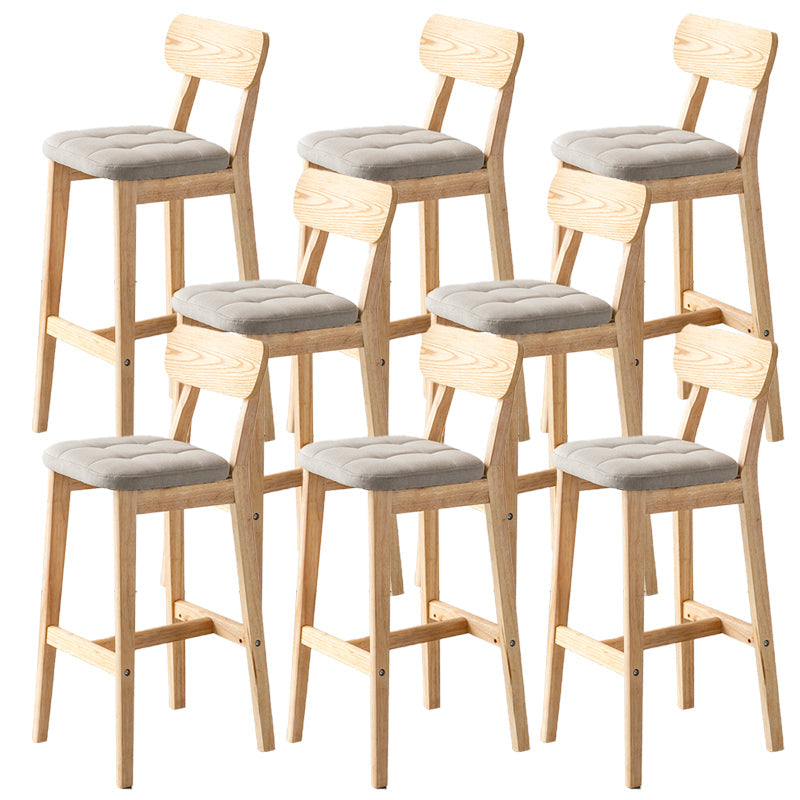 Modern Armless Backrest Counter Stool Oak Wood Cafe Bar Stool with Cushion and Pedal