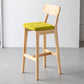 Modern Armless Backrest Counter Stool Oak Wood Cafe Bar Stool with Cushion and Pedal