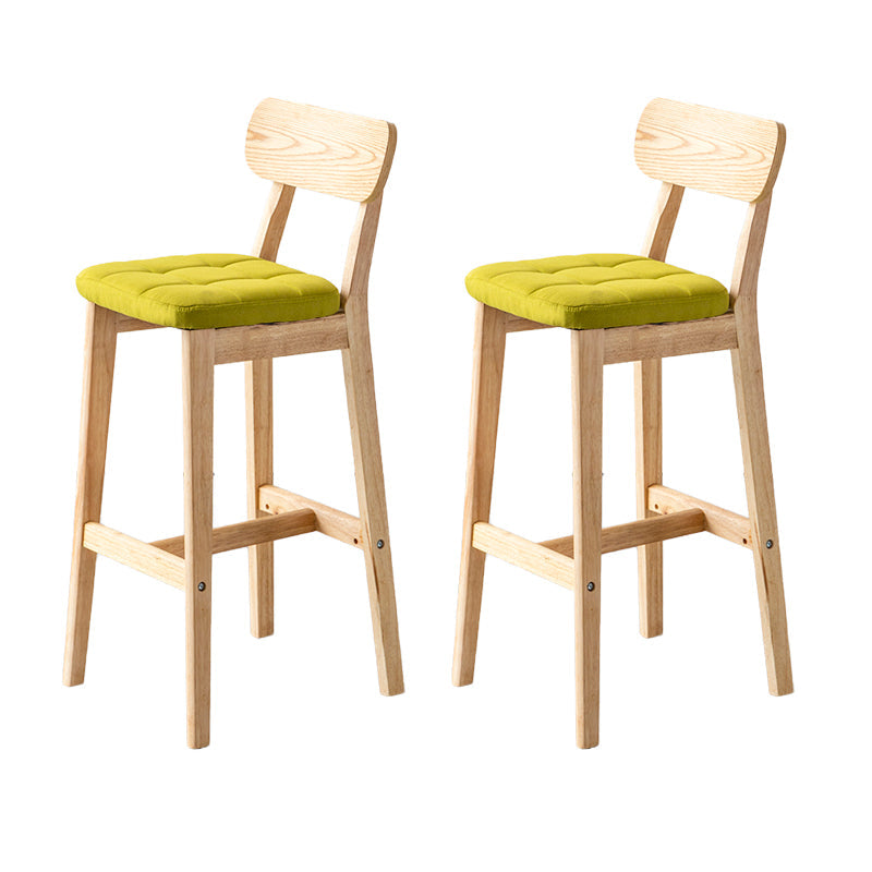Modern Armless Backrest Counter Stool Oak Wood Cafe Bar Stool with Cushion and Pedal