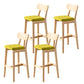 Modern Armless Backrest Counter Stool Oak Wood Cafe Bar Stool with Cushion and Pedal