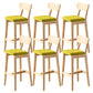 Modern Armless Backrest Counter Stool Oak Wood Cafe Bar Stool with Cushion and Pedal