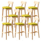 Modern Armless Backrest Counter Stool Oak Wood Cafe Bar Stool with Cushion and Pedal