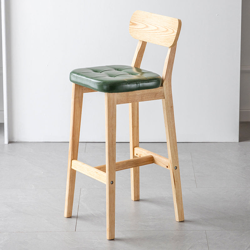 Modern Armless Backrest Counter Stool Oak Wood Cafe Bar Stool with Cushion and Pedal