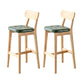 Modern Armless Backrest Counter Stool Oak Wood Cafe Bar Stool with Cushion and Pedal