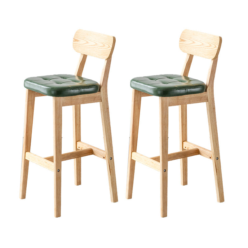 Modern Armless Backrest Counter Stool Oak Wood Cafe Bar Stool with Cushion and Pedal