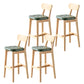 Modern Armless Backrest Counter Stool Oak Wood Cafe Bar Stool with Cushion and Pedal