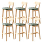 Modern Armless Backrest Counter Stool Oak Wood Cafe Bar Stool with Cushion and Pedal
