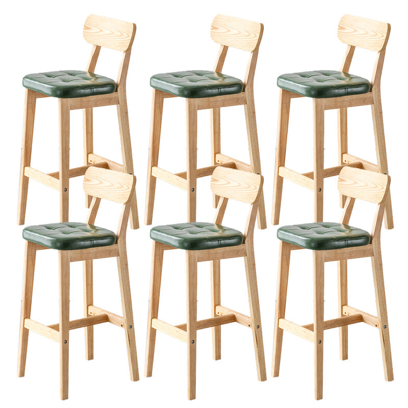 Modern Armless Backrest Counter Stool Oak Wood Cafe Bar Stool with Cushion and Pedal