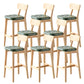 Modern Armless Backrest Counter Stool Oak Wood Cafe Bar Stool with Cushion and Pedal