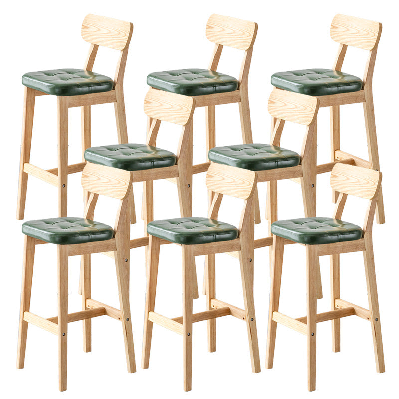 Modern Armless Backrest Counter Stool Oak Wood Cafe Bar Stool with Cushion and Pedal