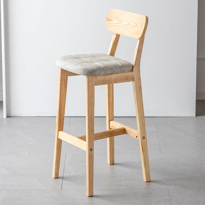 Modern Armless Backrest Counter Stool Oak Wood Cafe Bar Stool with Cushion and Pedal