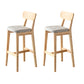 Modern Armless Backrest Counter Stool Oak Wood Cafe Bar Stool with Cushion and Pedal