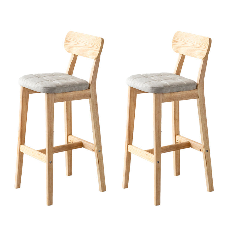 Modern Armless Backrest Counter Stool Oak Wood Cafe Bar Stool with Cushion and Pedal