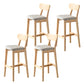 Modern Armless Backrest Counter Stool Oak Wood Cafe Bar Stool with Cushion and Pedal