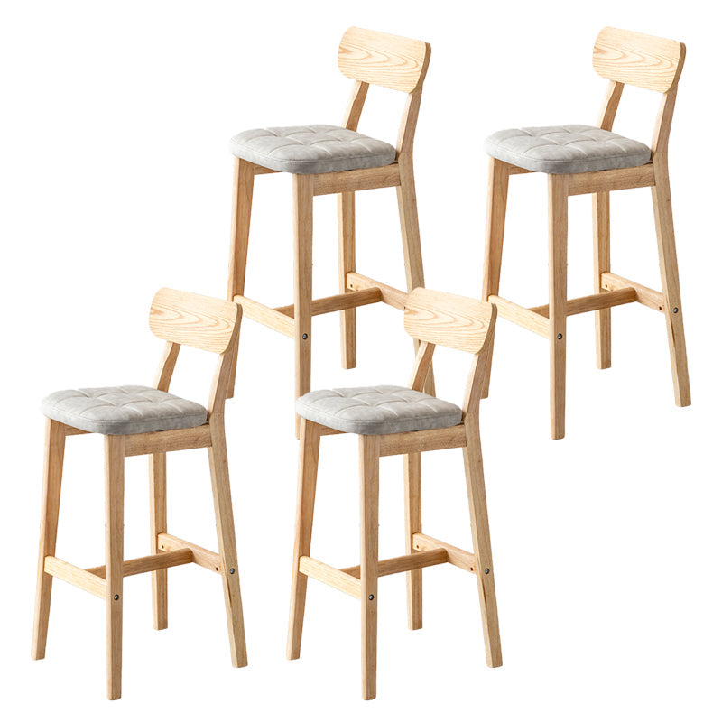 Modern Armless Backrest Counter Stool Oak Wood Cafe Bar Stool with Cushion and Pedal